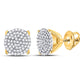 10k Yellow Gold Round Diamond Circle Cluster Stud Earrings 1/3 Cttw