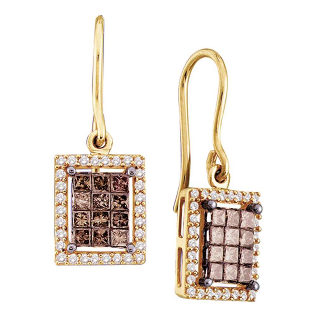 1 CT-Diamond INVISIBLE BROWN EARRINGS