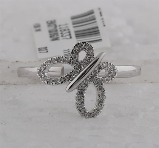 14k White Gold Round Diamond Butterfly Bug Fashion Ring 1/6 Cttw
