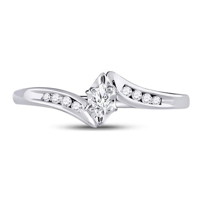 14k White Gold Marquise Diamond Marquise Bridal Engagement Ring 1/6 Cttw