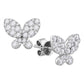 18k White Gold Round Diamond Butterfly Bug Stud Earrings 1-1/4 Cttw