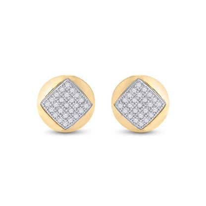 10k Yellow Gold Round Diamond Cluster Earrings 1/6 Cttw