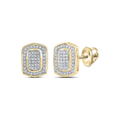 10k Yellow Gold Round Diamond Cluster Earrings 1/4 Cttw