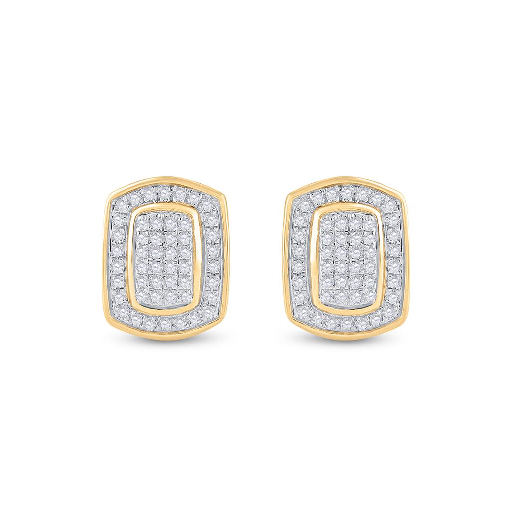 10k Yellow Gold Round Diamond Cluster Earrings 1/4 Cttw