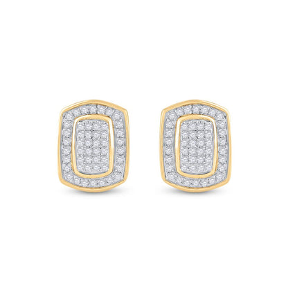 10k Yellow Gold Round Diamond Cluster Earrings 1/4 Cttw