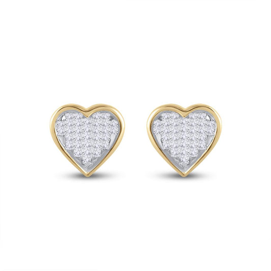 10k Yellow Gold Princess Diamond Heart Earrings 1/3 Cttw