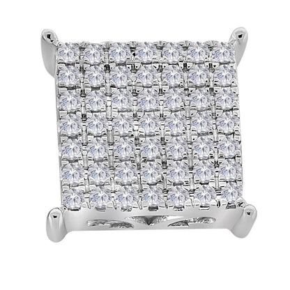 14kt White Gold Round Diamond Cindys Dream Square Cluster Stud Earrings 3/4 Cttw