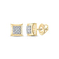 10k Yellow Gold Round Diamond Square Cluster Earrings 1/20 Cttw