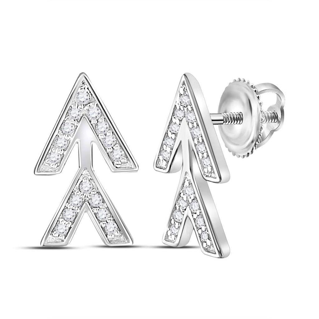 14k White Gold Round Diamond Fashion Earrings 1/10 Cttw