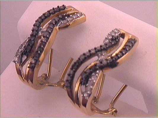 10k Yellow Gold Brown Diamond Hoop Earrings 1/2 Cttw