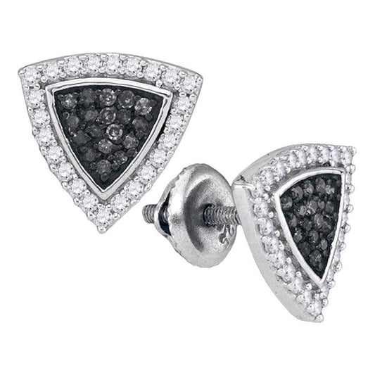 14k White Gold Black Diamond Stud Earrings 1/2 Cttw