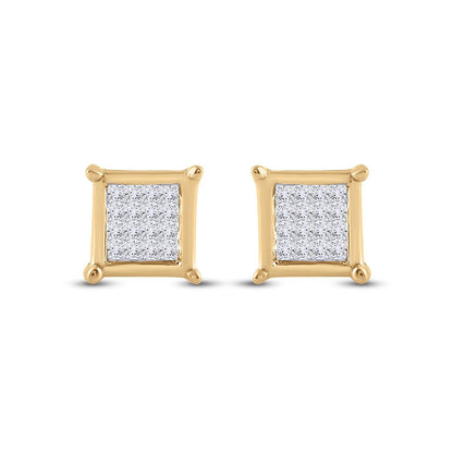 10k Yellow Gold Princess Diamond Square Earrings 1/4 Cttw