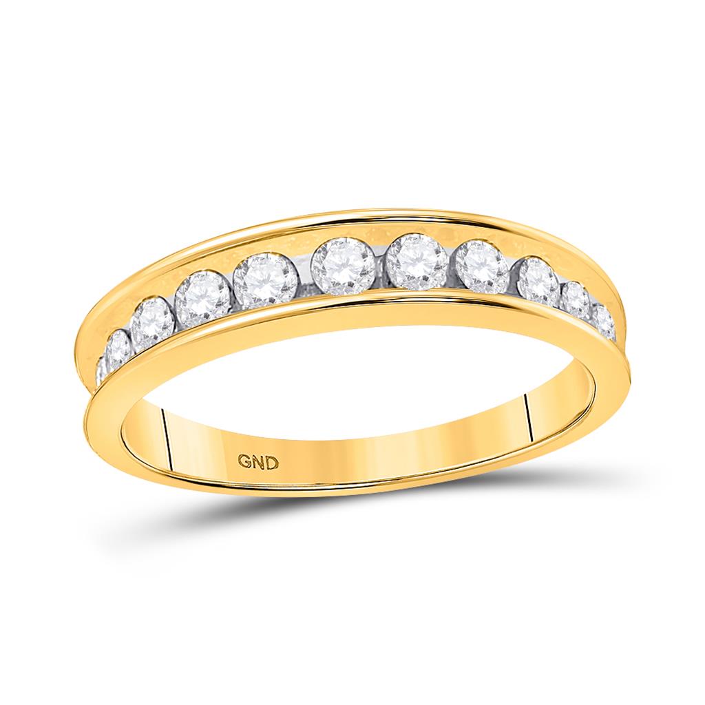 14k Yellow Gold Round Diamond Single Row Wedding Band 1/2 Cttw