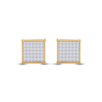 14k Yellow Gold Princess Diamond Square Earrings 1/2 Cttw