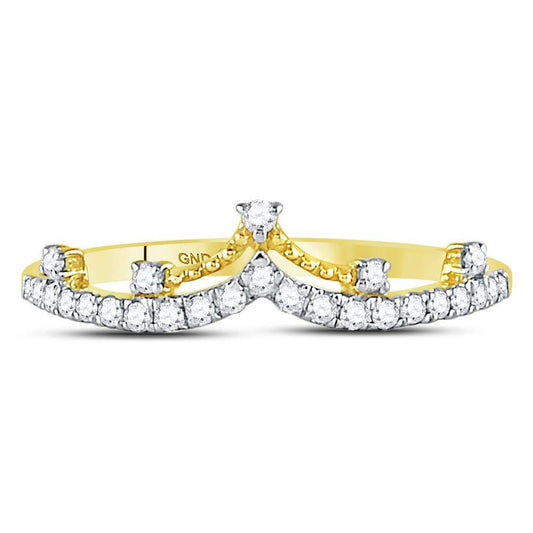 10kt Yellow Gold Round Diamond Crown Tiara Fashion Band Ring 1/5 Cttw