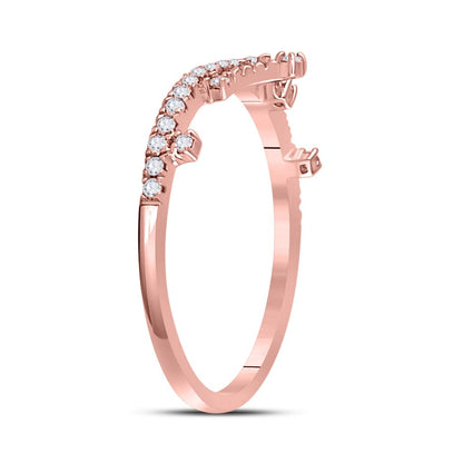 10kt Rose Gold Round Diamond Crown Tiara Fashion Band Ring 1/5 Cttw
