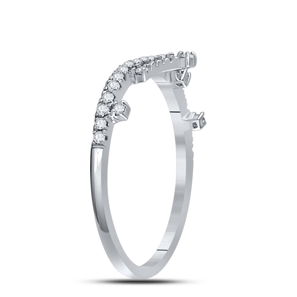 14kt White Gold Round Diamond Crown Tiara Fashion Band Ring 1/5 Cttw