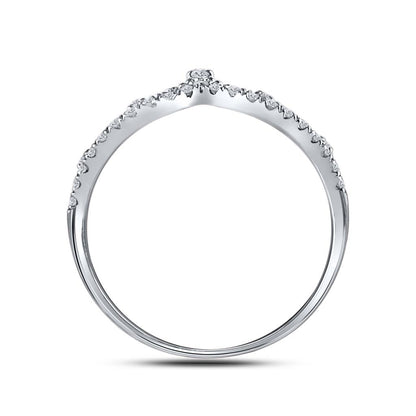 14kt White Gold Round Diamond Crown Tiara Fashion Band Ring 1/5 Cttw