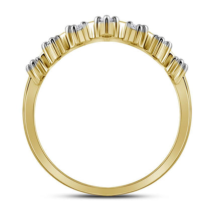 10k Yellow Gold Round Diamond Crown Tiara Band Ring 1/5 Cttw
