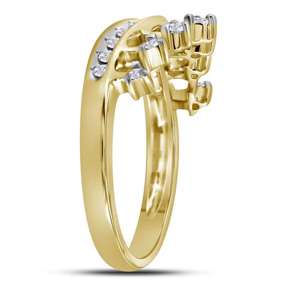 10k Yellow Gold Round Diamond Crown Tiara Band Ring 1/5 Cttw
