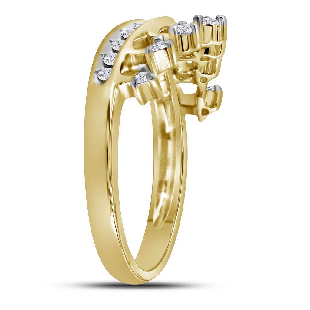 10k Yellow Gold Round Diamond Crown Tiara Band Ring 1/5 Cttw