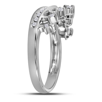 14k White Gold Round Diamond Crown Tiara Band Ring 1/5 Cttw
