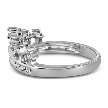 14k White Gold Round Diamond Crown Tiara Band Ring 1/5 Cttw