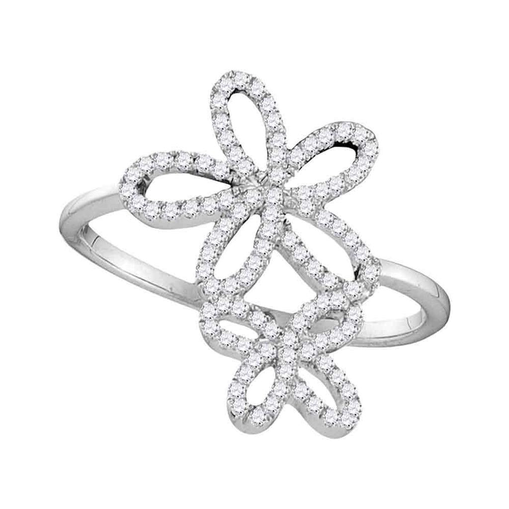 10k Yellow Gold Round Diamond Flower Star Cluster Ring 1/5 Cttw