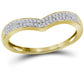 14k Yellow Gold Round Diamond Chevron Fashion Band Ring 1/6 Cttw