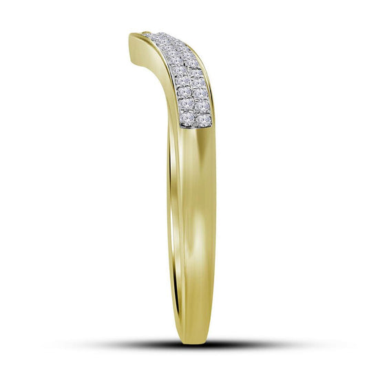 14k Yellow Gold Round Diamond Chevron Fashion Band Ring 1/6 Cttw