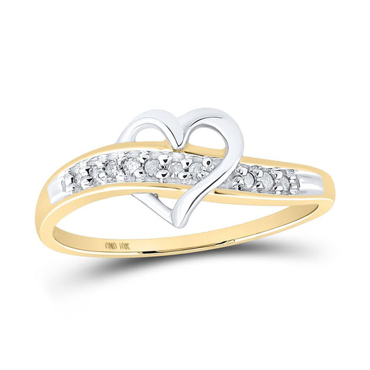 10k Yellow Gold Round Diamond Heart Ring 1/20 Cttw Size 6