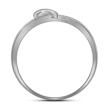 14k White Gold Round Diamond-accent Two-tone Heart Band Ring 1/20 Cttw