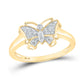 10k Yellow Gold Round Diamond Butterfly Bug Ring 1/20 Cttw