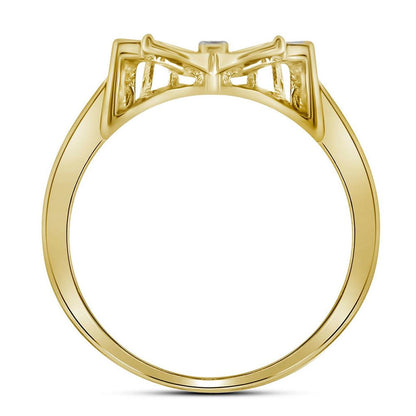 10k Yellow Gold Round Diamond Butterfly Bug Ring 1/20 Cttw