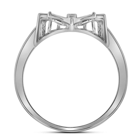 14k White Gold Round Diamond Butterfly Bug Ring 1/20 Cttw