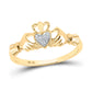10k Yellow Gold Round Diamond Claddagh Heart Ring .02 Cttw