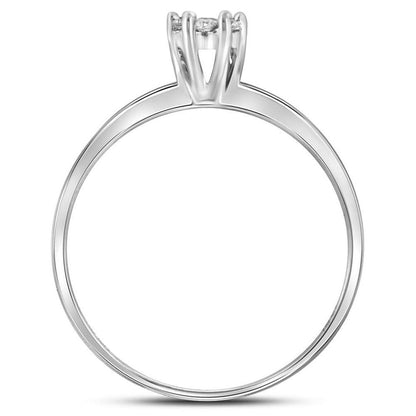 14k White Gold Round Diamond Flower Cluster Ring 1/10 Cttw