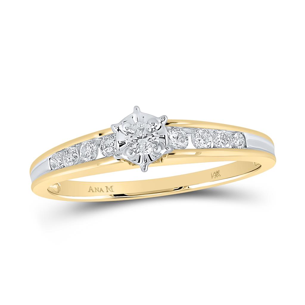 14k Yellow Gold Round Diamond Solitaire Bridal Engagement Ring 1/4 Cttw