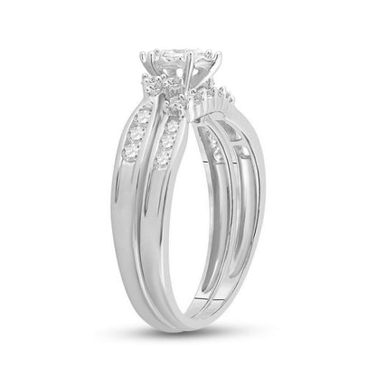 14k White Gold Marquise Diamond Bridal Wedding Ring Set 1/2 Cttw (Certified)