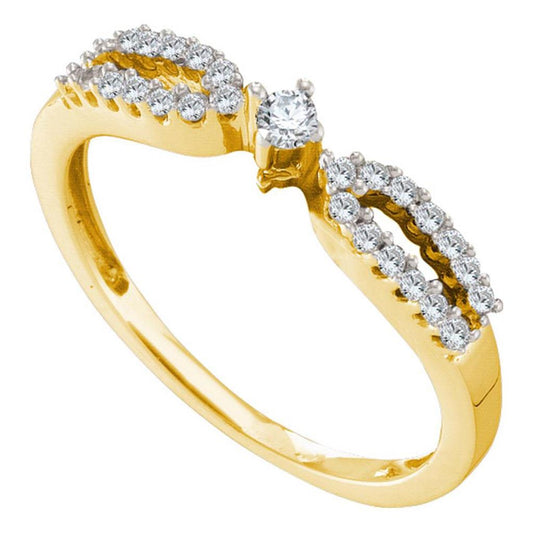 14k Yellow Gold Round Diamond Solitaire Promise Ring 1/5 Cttw