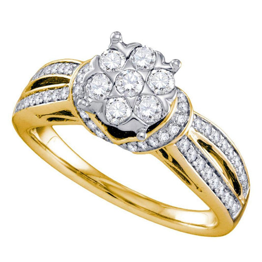 3/4CT-Diamond FLOWER FASHION RING