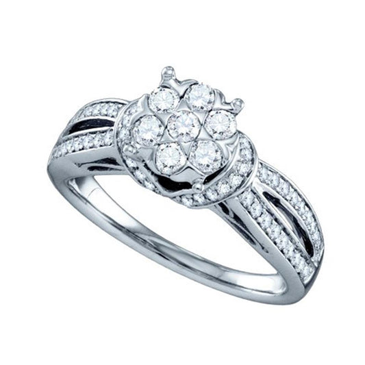 3/4CT-Diamond FLOWER FASHION RING