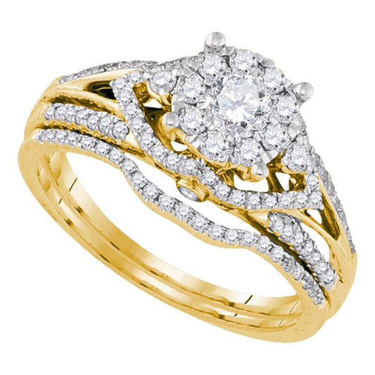 14k Yellow Gold Diamond Bridal Wedding Ring Set 3/4 Cttw