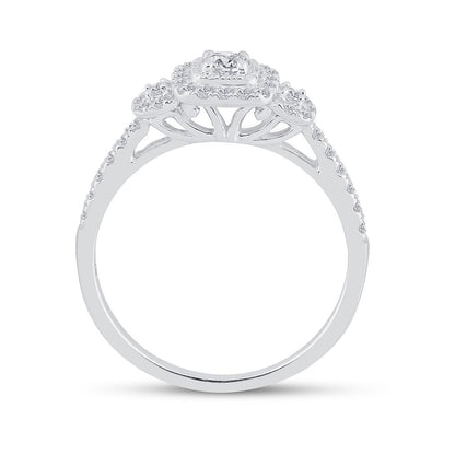 14k White Gold Round Diamond Bridal Wedding Ring Set 1/2 Cttw Size 5