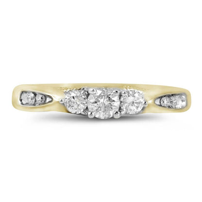 10k Yellow Gold Round Diamond 3-stone Bridal Engagement Ring 3/8 Cttw