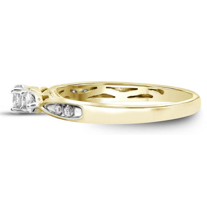 10k Yellow Gold Round Diamond 3-stone Bridal Engagement Ring 3/8 Cttw