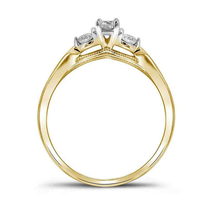 10k Yellow Gold Round Diamond 3-stone Bridal Engagement Ring 3/8 Cttw
