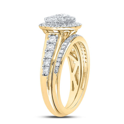 14k Yellow Gold Round Diamond Bridal Wedding Ring Set 1 Cttw (Certified)