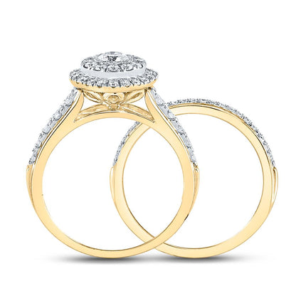 14k Yellow Gold Round Diamond Bridal Wedding Ring Set 1 Cttw (Certified)