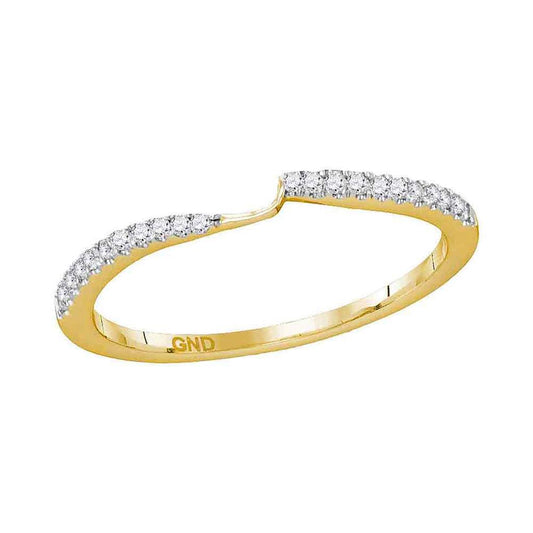 14k Yellow Gold Round Diamond 2-stone Wedding Band 1/8 Cttw (Certified)